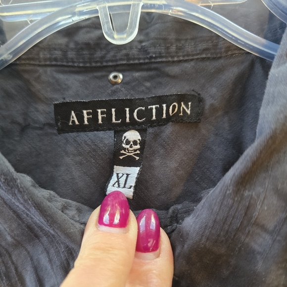 Affliction Black Cross Tie Dye Long Sleeve Button Down Shirt XL - Picture 7 of 9